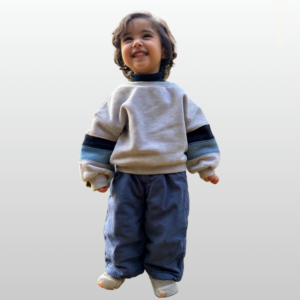 Ayshlis Western Grey Striped Shirt with Blue Baggy Pant