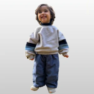 Ayshlis Western Grey Striped Shirt with Blue Baggy Pant