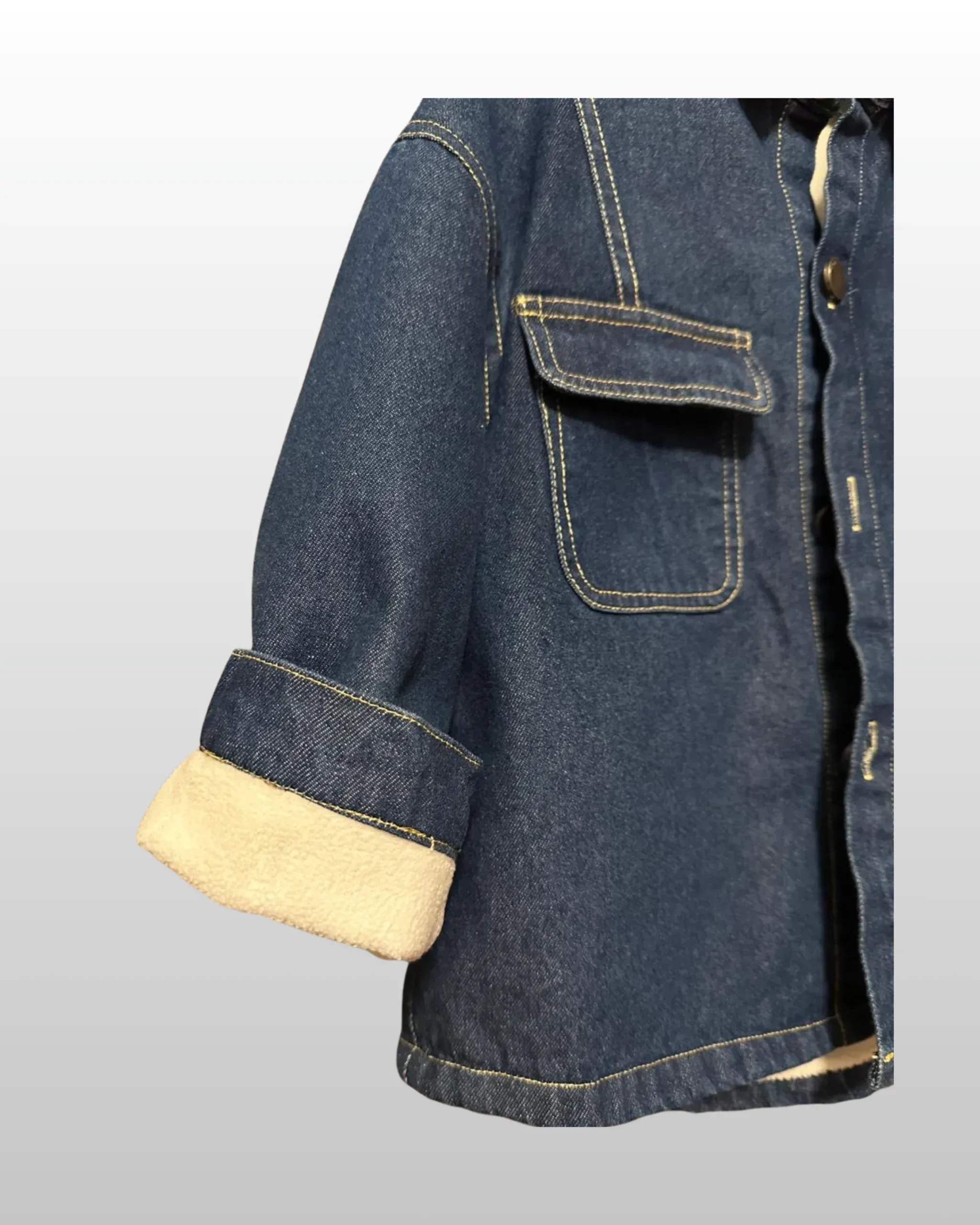 Unisex Denim Shirt with Warm Soft Inner - Image 2