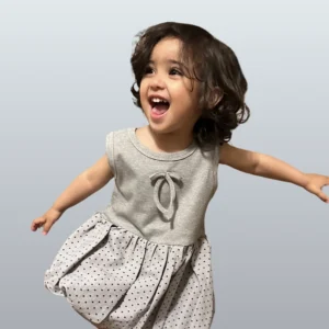 Grey Black Dotted Summer Dress for Girls – Lightweight Stylish Outfit
