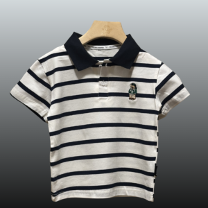 White Striped Polo Shirt for Kids soft casual wear