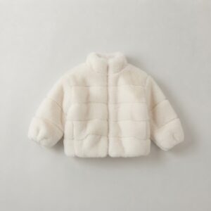 Ayshlis girls white cozy winter jacket front view
