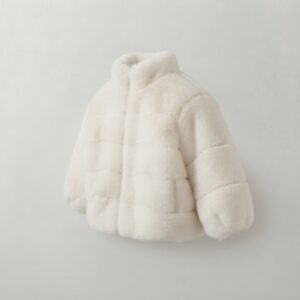 Ayshlis girls white cozy winter jacket side view