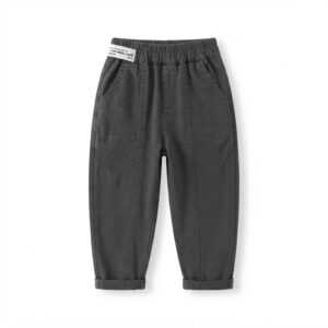Ayshlis kids unisex charcoal winter pants front view